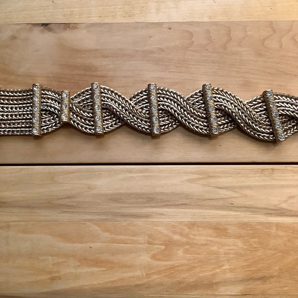 ZARA Heavy Gold Tone Webbed Chain Belt OS - Picture 3 of 15